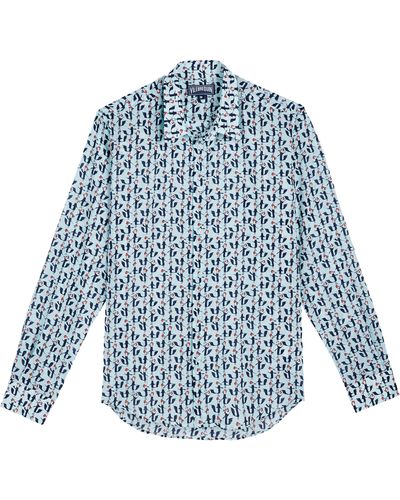 Vilebrequin Cotton Voile Lightweight Shirt Cocorico! - Blue