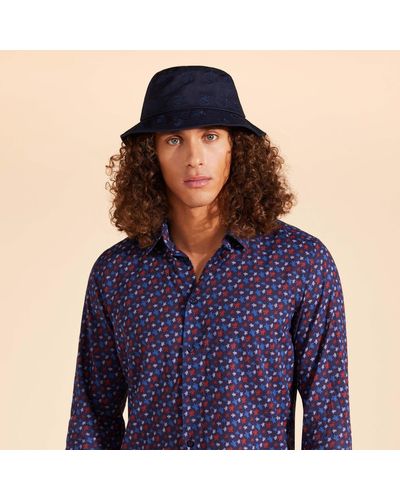 Vilebrequin Embroidered Bucket Hat Turtles All Over - Blue