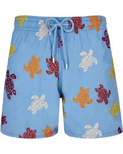 Vilebrequin Swim Shorts Embroidered Tortue Multicolore - Blue