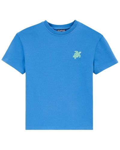 Vilebrequin T-Shirt En Coton Organique Garçon Brodé - Bleu