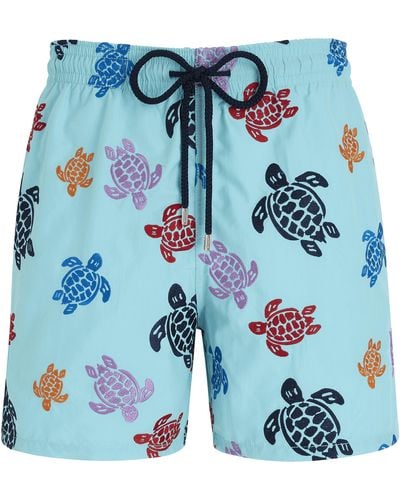 Vilebrequin Swim Shorts Embroidered Ronde Des Tortues - Limited Edition - Blue