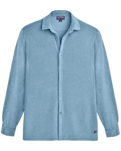 Vilebrequin Men terry lightweight shirt solid - camicia - chill - Blu