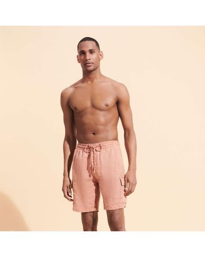 Vilebrequin Linen Bermuda Shorts Mineral Dye - Pink