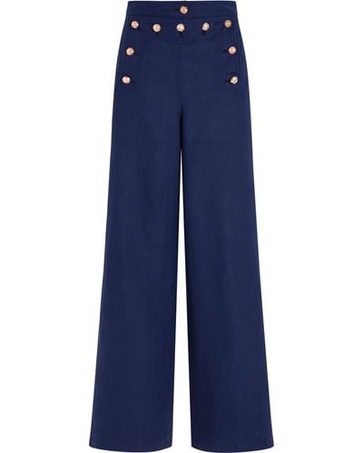 Vilebrequin Linen Pants Solid- X Ines De La Fressange - Blue