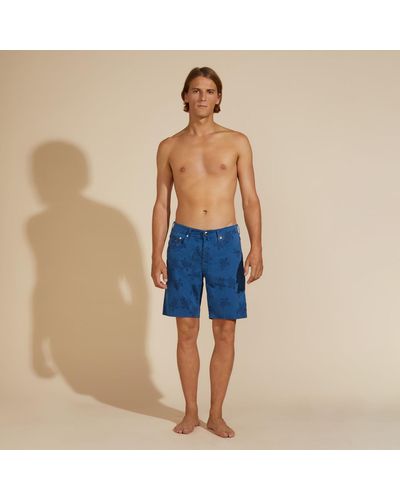 Vilebrequin 5-pockets Bermuda Shorts Resin Print Ronde Des Tortues - Blue