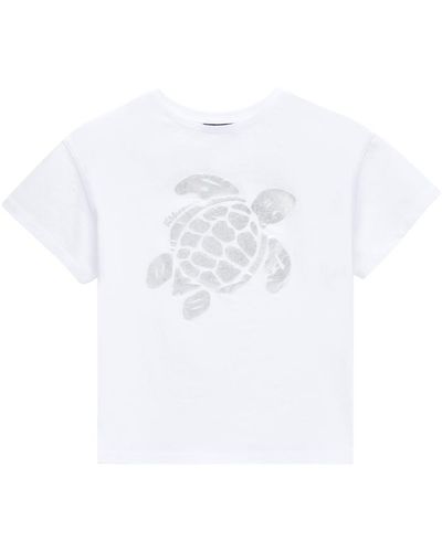 Vilebrequin T-shirt en coton fille ikat turtle - gitty - Blanc