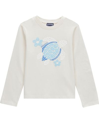 Vilebrequin T-shirt Aus Baumwolle Mit Schildkröten- Und Blumen-print Für Mädchen - Weiß