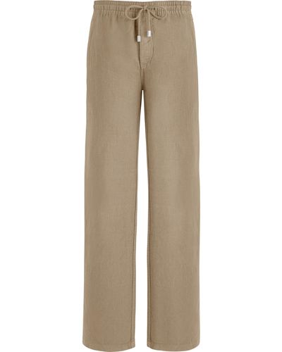 Vilebrequin Linen Trousers Solid - Natural