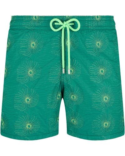 Vilebrequin Embroidered Swim Trunks Hypno Shell - Green