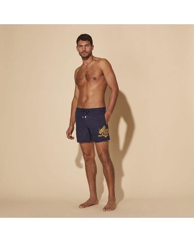 Vilebrequin Placed Embroidery Swim Shorts The Year Of The Dragon - Blue