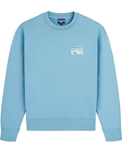 Vilebrequin Wave -sweatshirt Aus Baumwolle Mit Rundhalsausschnitt - Blau
