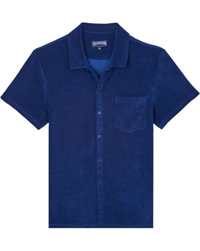 Vilebrequin Terry Bowling Shirt Solid - Blue