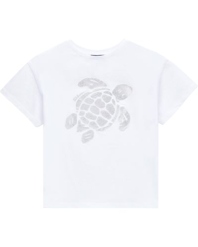 Vilebrequin Ikat T-shirt Aus Baumwolle Mit Schildkröten-print Für Mädchen - Weiß