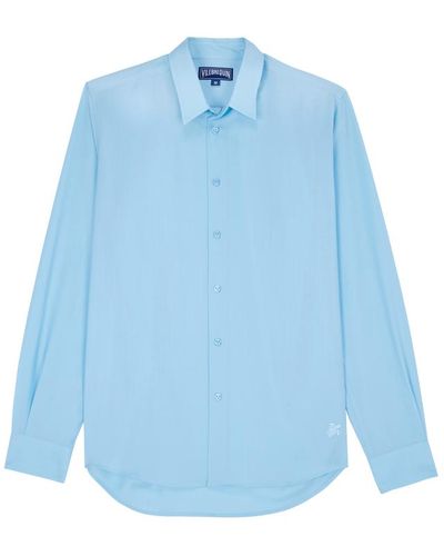 Vilebrequin Camicia unisex in lana super 120 - camicia - cool - Blu