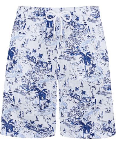 Vilebrequin Linen Bermuda Shorts Riviera - Blue