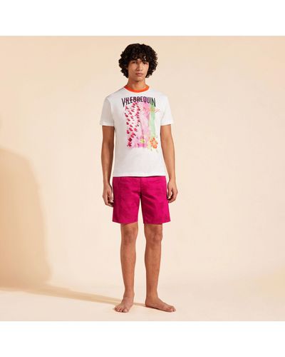 Vilebrequin Cotton T-shirt La Plage From The Sky - Red