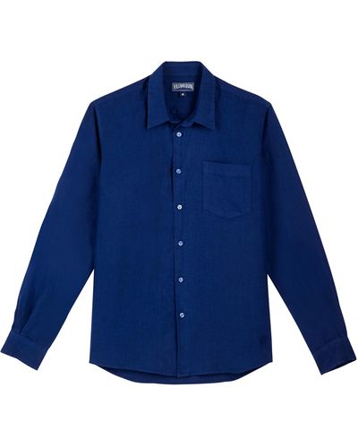 Vilebrequin Linen Shirt Solid - Blue