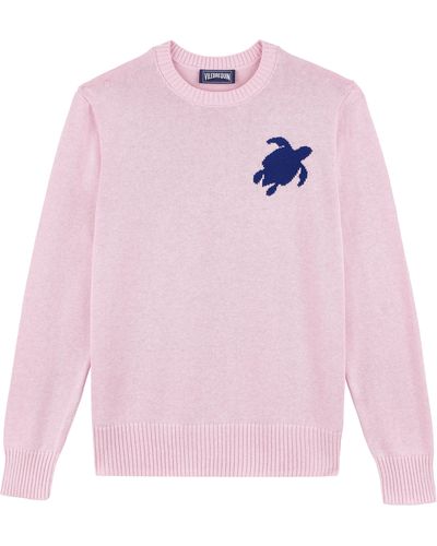 Vilebrequin Cotton And Cashmere Crewneck Sweater Turtle - Pink
