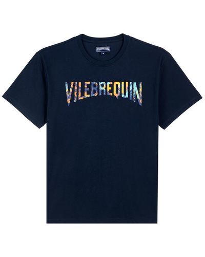 Vilebrequin T-shirt oversize en coton organique homme poulpes tie and dye - tareck - Bleu