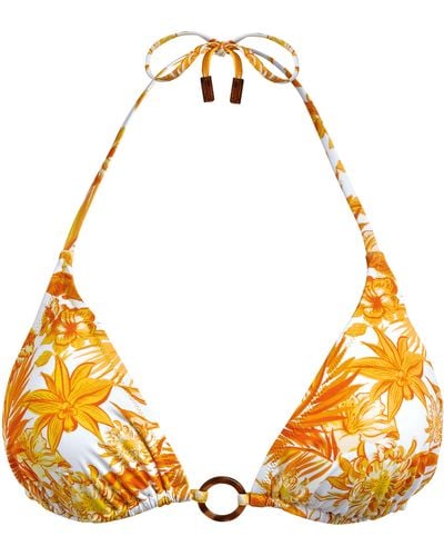 Vilebrequin Triangle Bikini Top Tahiti Flowers - Orange
