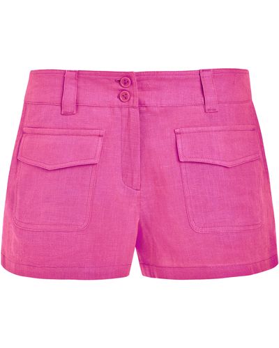 Vilebrequin Linen Bermuda Shorts Solid - X Jcc+ - Limited Edition - Pink