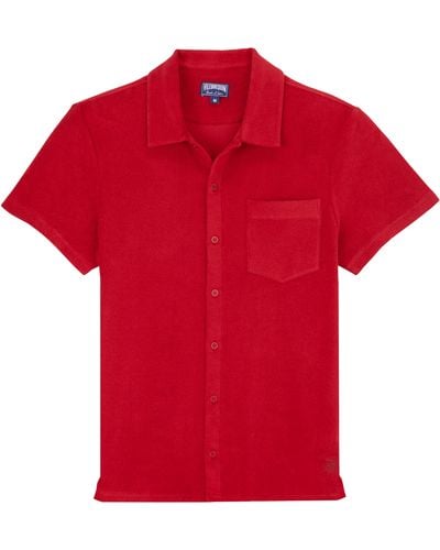 Vilebrequin Solid -bowling-hemd Aus Baumwolle - Rot