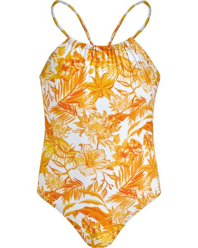 Vilebrequin Tahiti Flowers Badeanzug Für Mädchen - Orange
