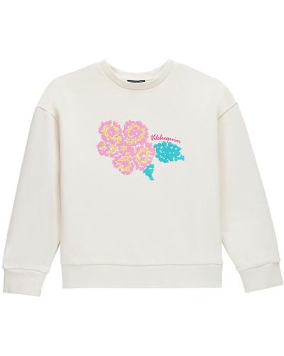 Vilebrequin Sweatshirt col rond fille hibiscus brodé - galapa - Blanc