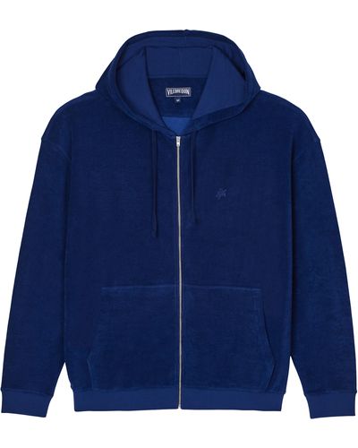 Vilebrequin Terry Full Zip Hooded Sweatshirt Solid - Blue