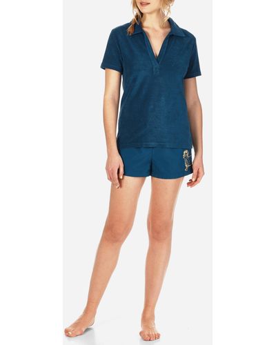 Vilebrequin Women Terry Cloth Polo Shirt Solid - Blue