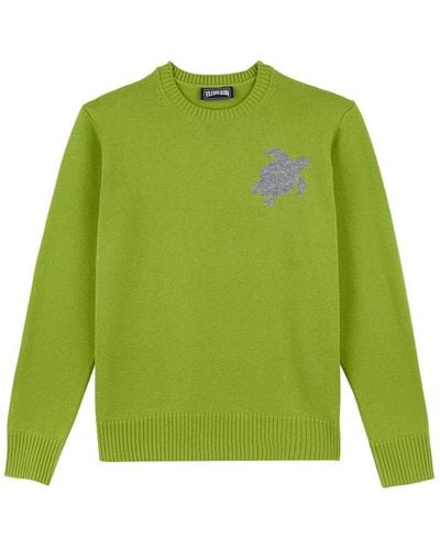 Vilebrequin Maglione girocollo uomo in lana e cashmere turtle - pullover - rayol - Verde