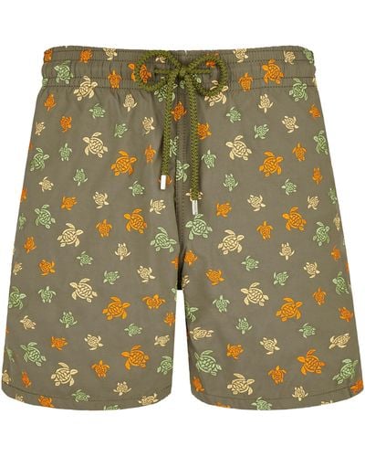 Vilebrequin Swim Shorts Embroidered Ronde Des Tortues - Green
