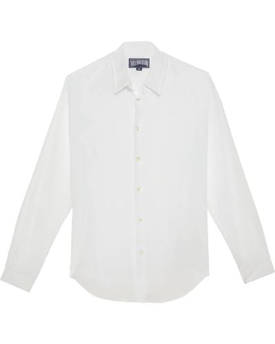 Vilebrequin Leichtes Solid -hemd Aus Baumwollvoile - Weiß