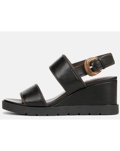 Vince Roma Leather Wedge Sandal, Black, Size 9