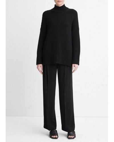 Vince Wool And Cashmere Trapeze Turtleneck Sweater, Black, Size M/l