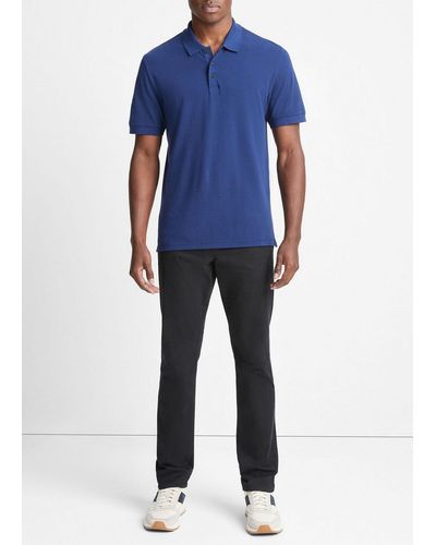 Vince Cotton Piqué Short-sleeve Polo Shirt, Blue, Size L