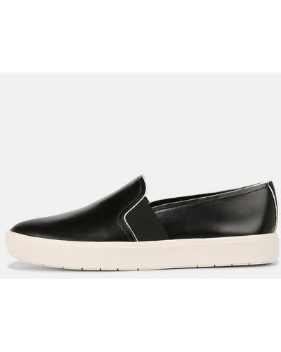 Vince Blair Leather Trainer, Black, Size 7.5 - White
