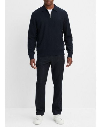 Vince Plush Cashmere Quarter-zip Sweater, Blue, Size Xl