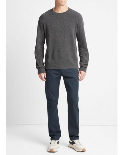 Vince Textured Thermal Long-sleeve Crew Neck T-shirt, Blue, Size L - Gray