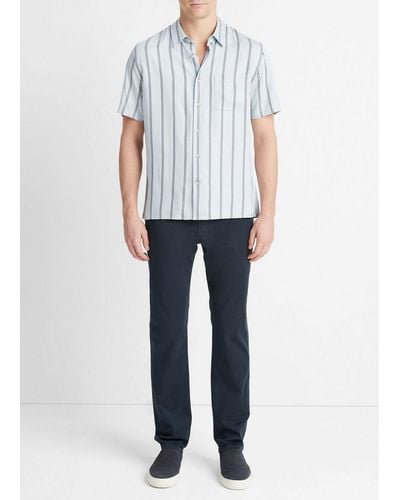 Vince Pacifica Stripe Short-sleeve Shirt, Blue, Size Xs - White
