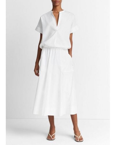 Vince Cotton Zip-pocket Utility Skirt, Optic White, Size Xs