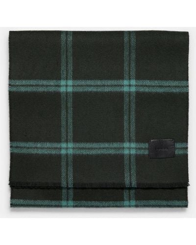Vince Windowpane Wool And Cashmere Double-face Scarf, Green