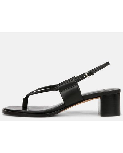 Vince Alina Leather Heeled Thong Sandal, Black, Size 9.5 - White