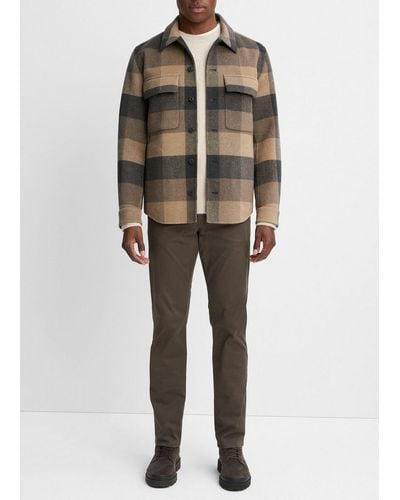 Vince Plaid Splittable Wool-blend Shirt Jacket, Brown, Size S