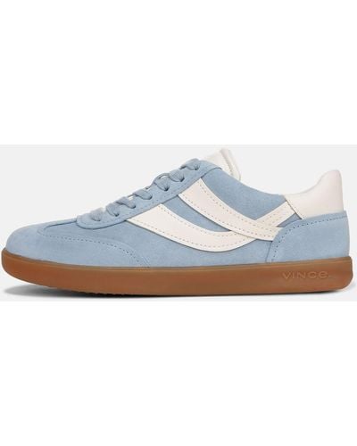 Vince Oasis Leather And Suede Sneaker, Blue, Size 11 - White