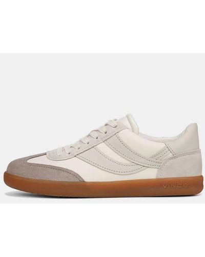 Vince Oasis Leather And Suede Trainer, White Foam/horchata/hazelstone, Size 9