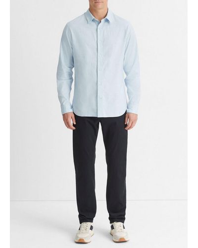 Vince Stretch Oxford Long-sleeve Shirt, Blue, Size Xs - White