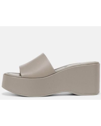 Vince Polina Leather Platform Sandal, Hazelstone Gray, Size 5