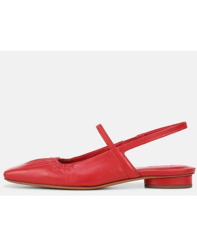 Vince Venice Leather Slingback Flat, Crimson, Size 7 - White