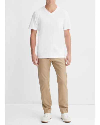 Vince Garment Dye Short Sleeve V-neck T-shirt, Optic White, Size S